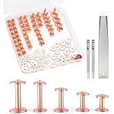 Funria 104PCS Copper Rivets for Leather 5 Size of Copper Rivets and Burrs Leather Rivets Kit with Setter Tool Rivets Fastener and Punch Leathercraft Supplies for Belts Wallets Collars DIY (50 Sets)