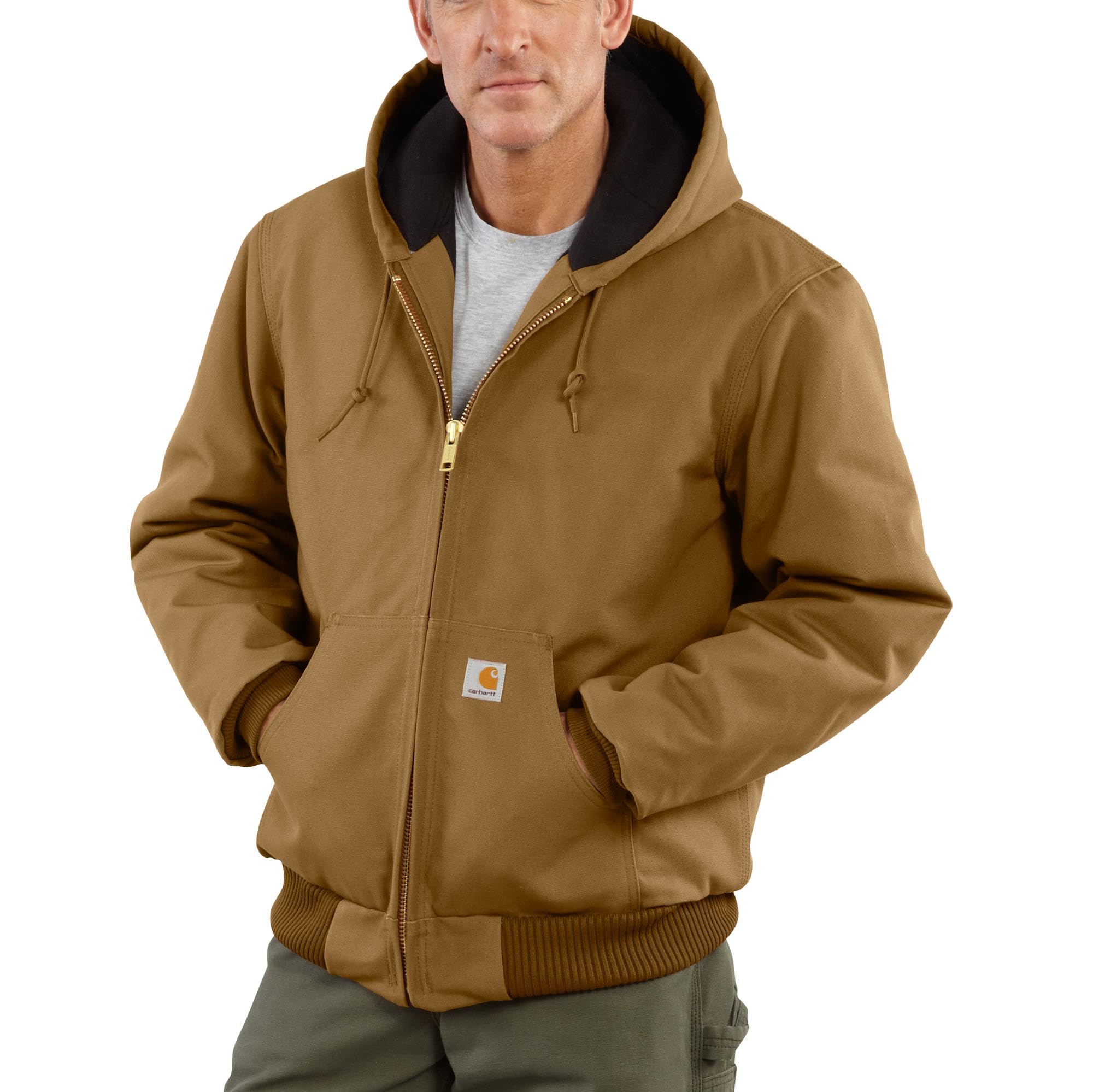 CarharttmensLoose Fit Firm Duck Insulated Flannel-Lined Active Jacket (Big & Tall) GravelX-Large/Tall