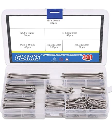 Stainless Steel Cotter Pin Assortment (124 Pieces), Inch, With