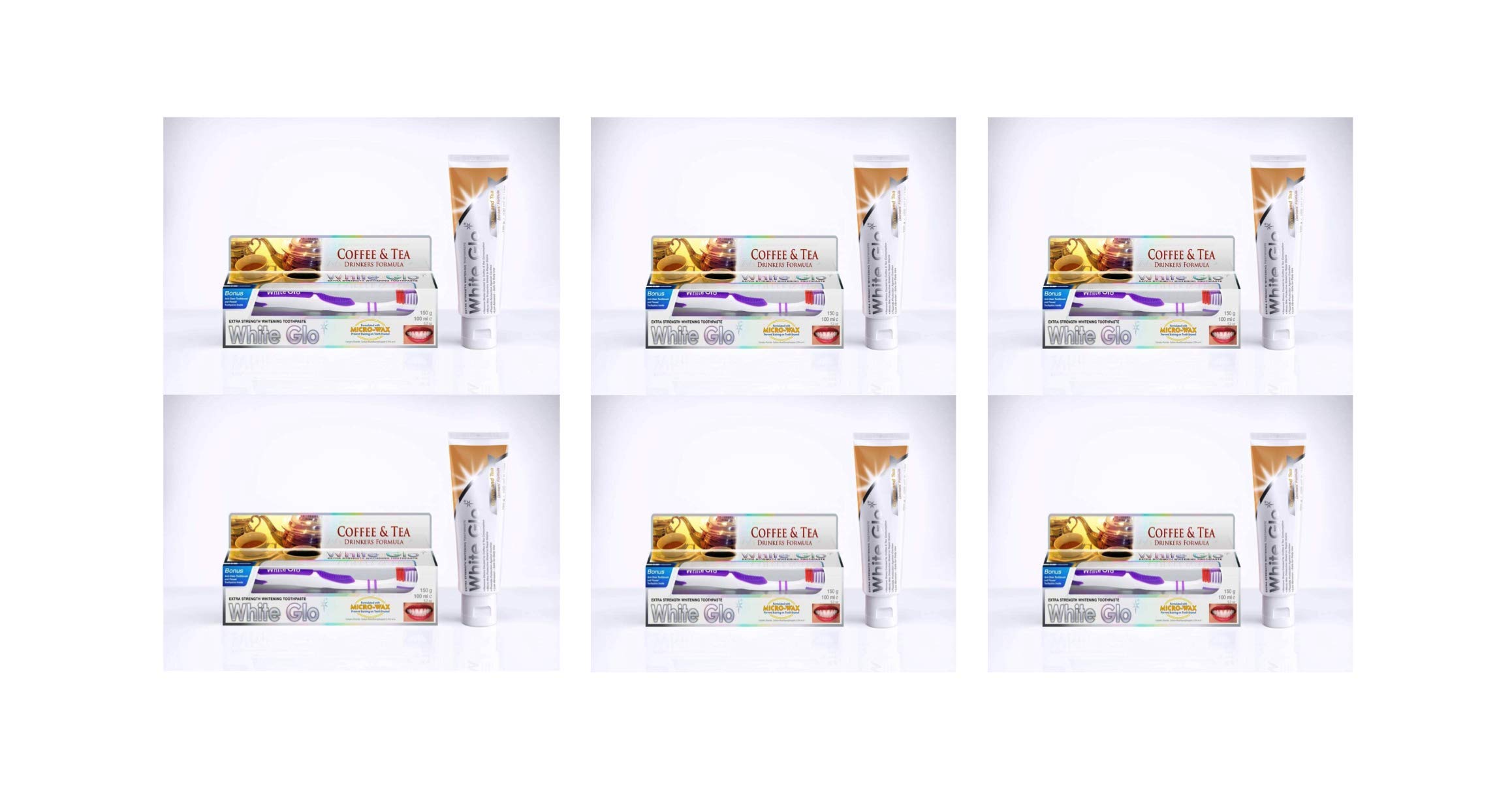White Glo Coffee + Tea Drinkers Formula Whitening Toothpaste Pack of 6