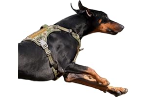 BUMBIN Tactical Dog Harness for Large Dogs No Pull, Famous TIK Tok No Pull Dog Harness, Fit Smart Reflective Pet Walking Harness for Training, Adjustable Dog Vest Harness with Handle Forest Camo L