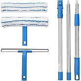 Mitclear Window Cleaner with Long Handle(57IN), Glass Cleaning Tools with Silicone Squeegee & Microfiber Scrubber, Window Cle