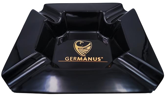 GERMANUS Großer Zigarrenascher Monument I Schwarz Gold, 22 x 22 x 5 cm