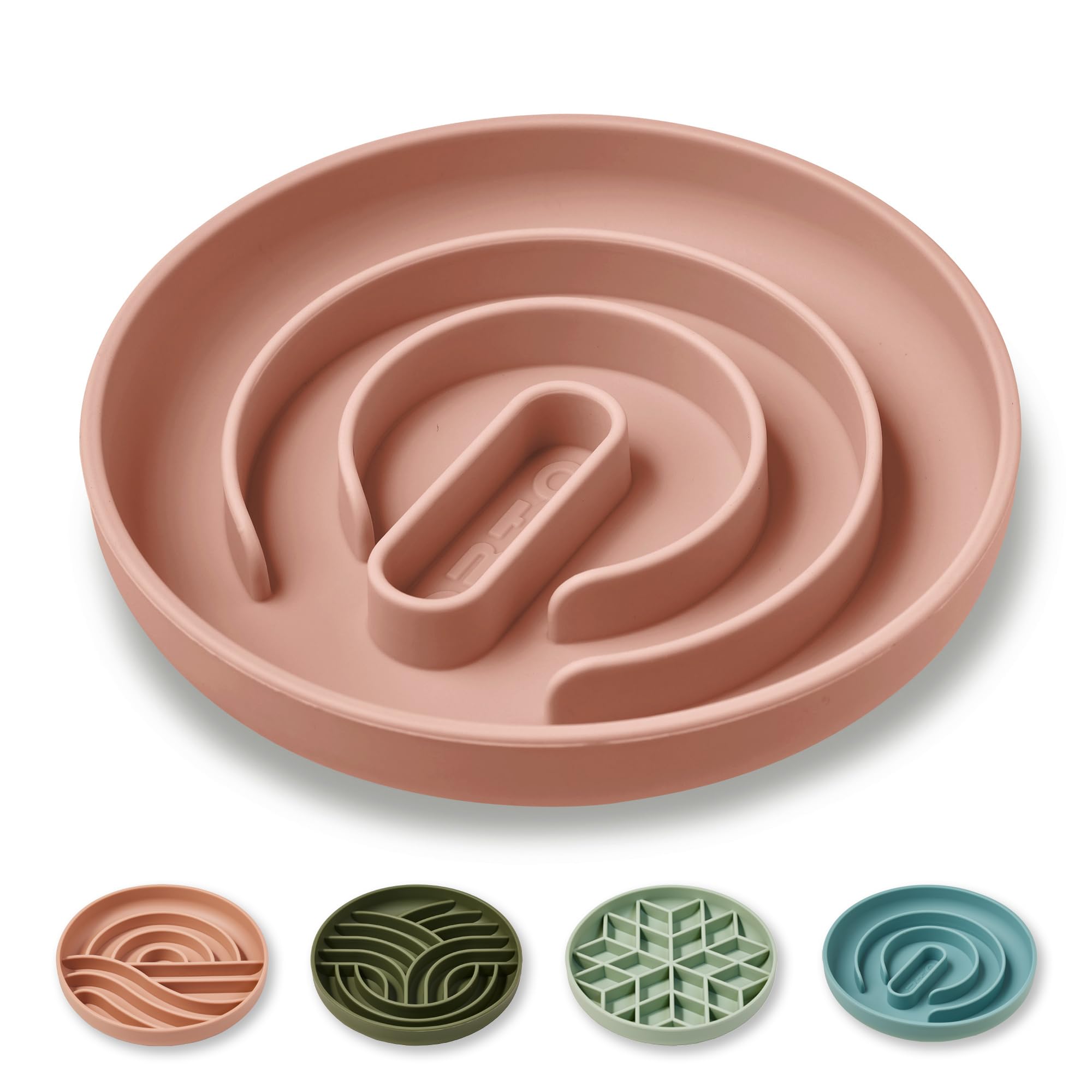 OHMO Slow Feeder Dog Bowl, Silicone Dog Bowls with Suction Cup Slow Down Eating for Cat Puppy, Healthy Eating Anti Choking Anti-Slip Eco-friendly (Coral)