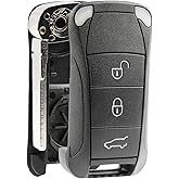 Key Fob Keyless Entry Flip Remote Uncut Shell Case & Pad fits Porsche 2003-2011 Cayenne, Set of 2
