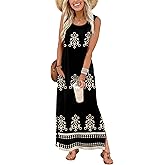 WIHOLL Maxi Dress Summer Dresses 2026 Beach Vacation Clothes Sleeveless Sundresses with Pockets Boho S-3XL