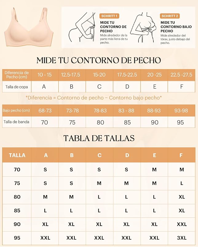 Sujetador Escote Profundo Delantero Cómodo Sujetador Soft Sujetador Diario Albaricoque M