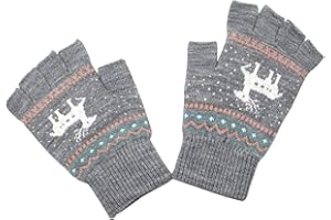 Zolunu Unisex Winter Half Finger Gloves - Warm Winter Fingerless Touchscreen Stretchy Knit Typing Gloves