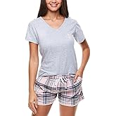 U.S. Polo Assn. Women's Summer Pajama Set, Tee, Shorts Valentines Gifts for Her