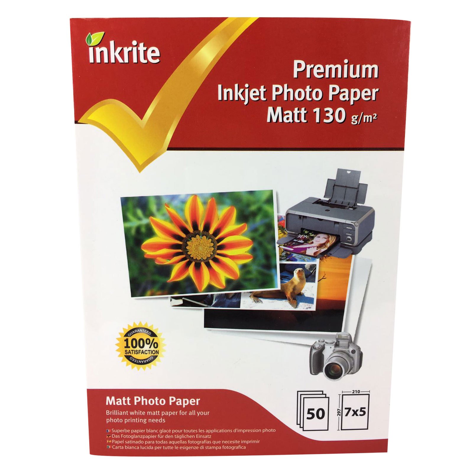 Inkrite 7 x 5 mm 130 GSM PhotoPlus Professional Paper - Matt (Pack of 50 Sheets)