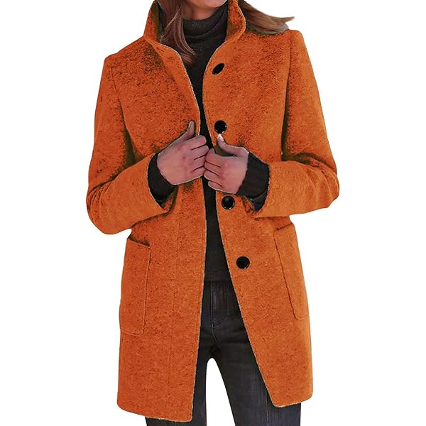 Amazon.com: Winter Long Pea Coats for Women Wool Blend Stand