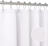 Linen Look Shower Curtain 182x182cm with Metal Hooks White view 8