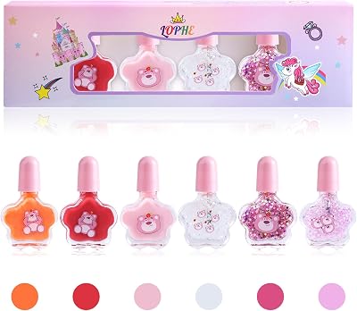 LOPHE Rainbow Color Kids Nail Varnish Set Non-Toxic Peel-Off Quick Dry