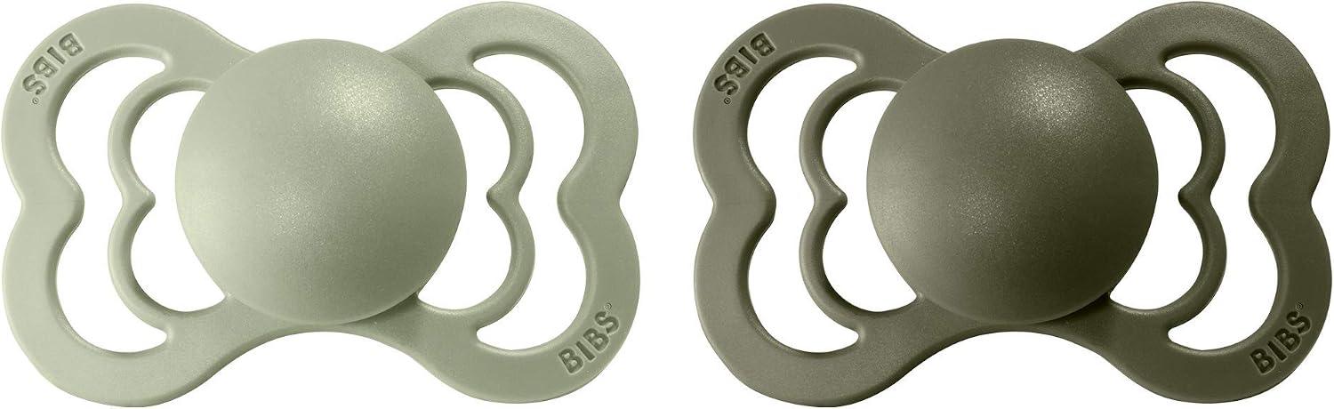 BIBS Supreme Soother 2-Pack, BPA Free Dummy Pacifier, Symmetrical Nipple. Natural Rubber Latex, Size 2 (6-18 Months), Sage/Hunter Green - Image 3