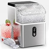 Antarctic Star Nugget Ice Maker Countertop, Chewable Pellet Ice Machine with Self Cleaning Function, Pebble Portable Ice Maker with Ice Scoop for Home Kitchen Office