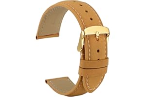 WOCCI Vintage Leather Watch Bands with Stainless Steel Golden Buckle, Replacement Strap, Band With 14mm 16mm 18mm 19mm 20mm 21mm 22mm 23mm 24mm