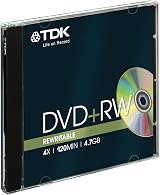 TDK DVD+RW Recordable Discs 4x Speed 4.7GB 120min Rewritable Pack of 10 view 3