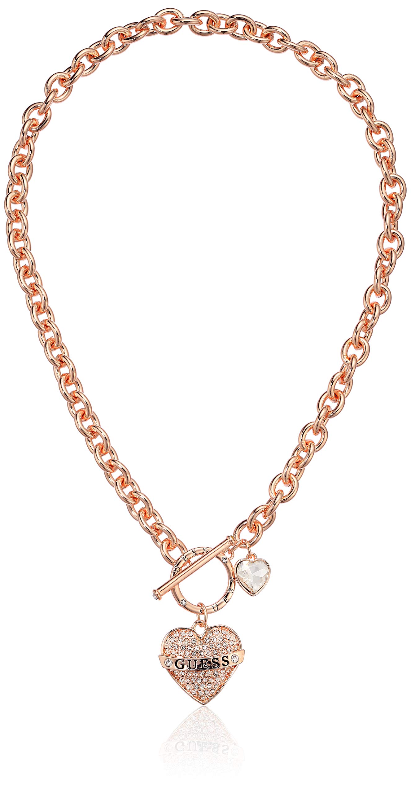 GUESS Collar con dije de logotipo Toggle para mujer, oro rosa, talla única