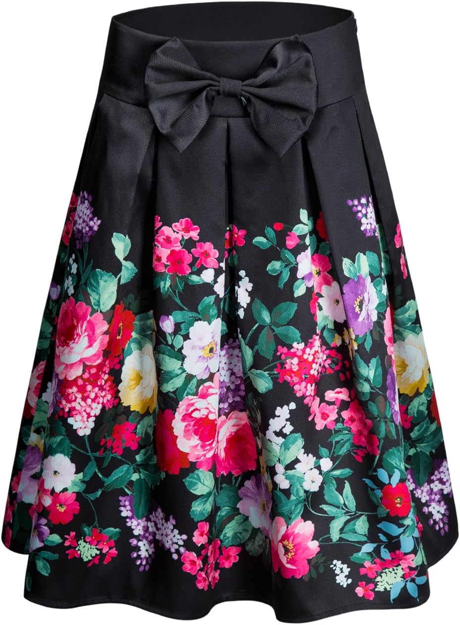 CHOiES record your inspired fashion Women's Black/Green/White/Blue Sakura Skater Skirt with Pleat