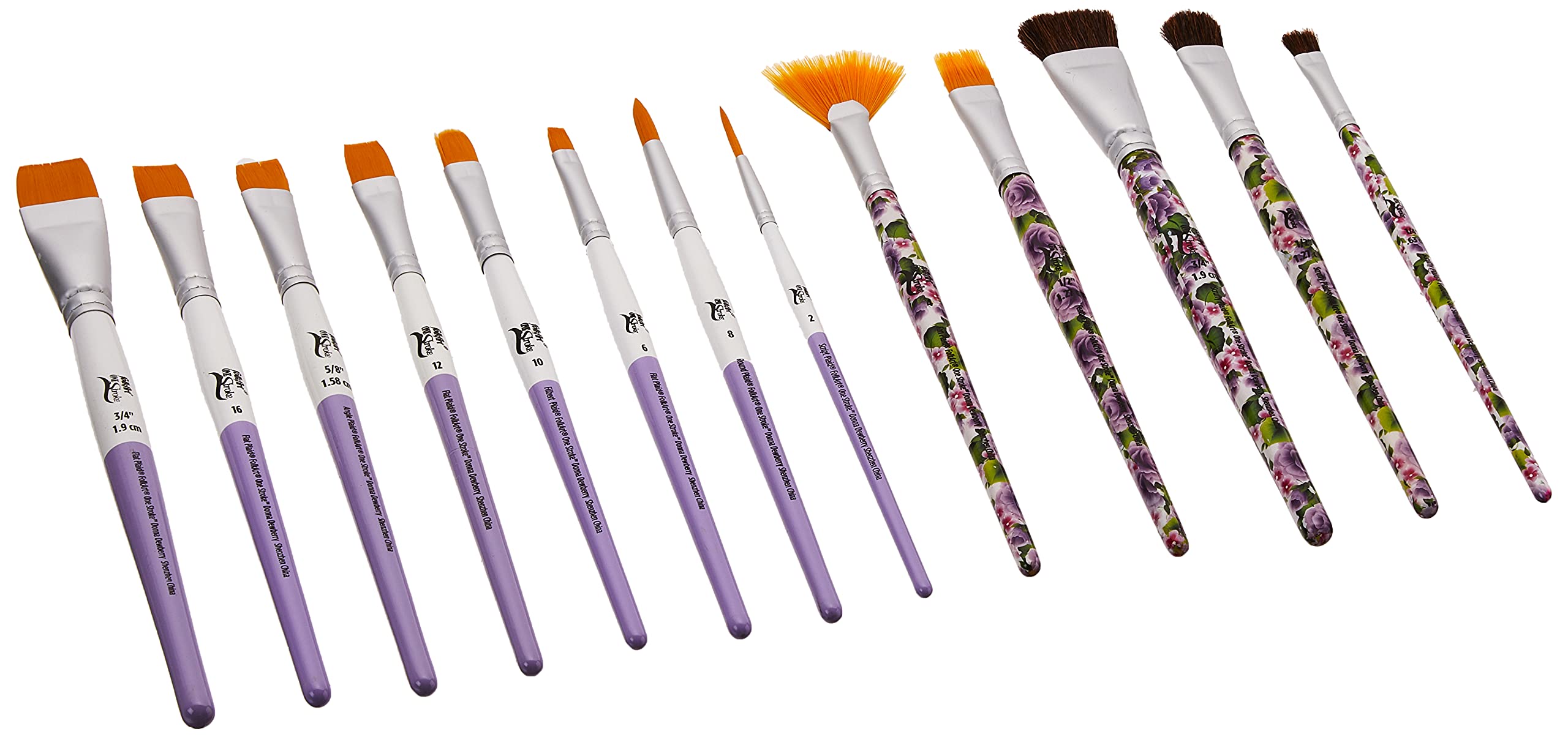 Plaid PE1900 Folk Art One Stroke Signature Brush Set, 13 Pieces