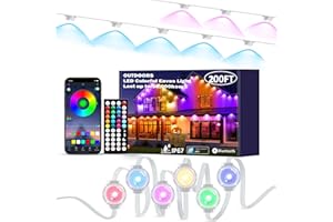 DIERLIGHT 200FT Permanent Outdoor Lights, RGB LED Eaves Lights with APP/Remote Control, IP67 Waterproof LED Outdoor String Lights for Christmas, Halloween, Garden Decor