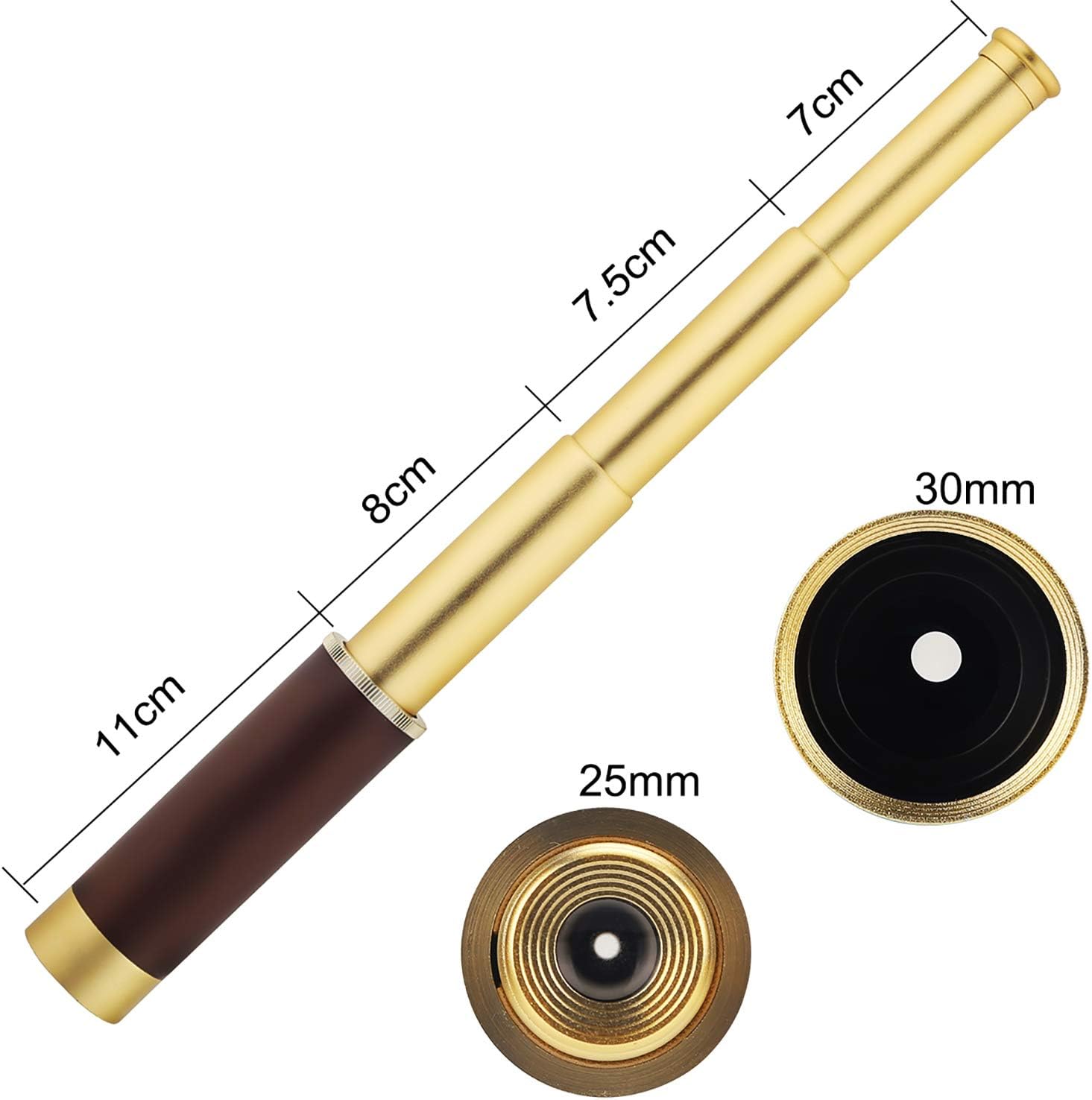 Telescope Brass Spyglass Pirate Monocular, Waterproof Pocket Mini Telescope Monocular - Image 4