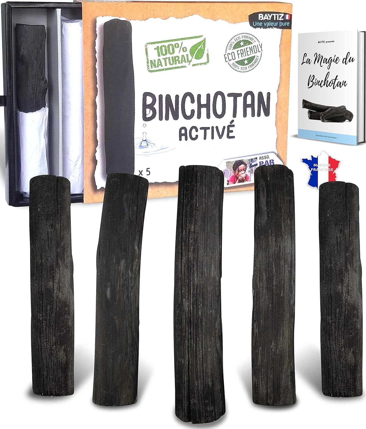 baytiz ® Activated Charcoal Water Filter Stick - Powerful Wood Active for Purifying and Filtering - Natural Wood Filter Reusable - Organic Purifier - Bottle Jug Fridge Cartridge Drinking Carbon Bamboo