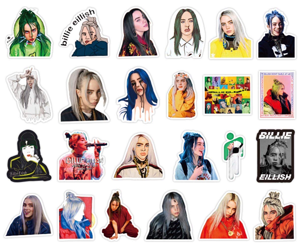 50 pcs billie eilish stickers waterproof durable trendy vinyl stickers for laptop decals hydro flask and water bottles ideal gift for teens and adults buy online 210672826