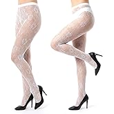 HaiFafafaing 2 Pcs Lace Tights, High Waist Lace Tights for Women, Floral Fishnet Leggings, Stretchable Pantyhose