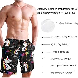 visesunny Unicorn Dream Pattern Summer Men's Swim