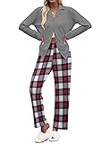 Ekouaer Women's Pajamas Sets Button Down Long