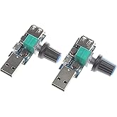 NOYITO 5V USB Fan Stepless Speed Controller Regulator with Switch Speed Module DC 4-12V to 2.5-8V 5W （Pack of 2）