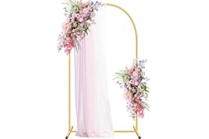 BCUEIDO Metal Arch Backdrop Stand 6FT Gold Metal Arch Backdrop Stand for Wedding Ceremony Baby Shower Birthday Party Garden Floral Balloon Arch Decoration