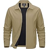 MAGCOMSEN Men's Lightweight Jackets Full Zip Up Light Coat Laydown Collar Jacket Casual Windbreaker Jacket with Zip Pockets