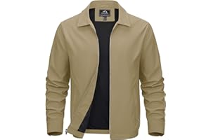 MAGCOMSEN Men's Lightweight Jacket Full Zip Golf Jackets Collar Windbreaker Casual Spring Coat With 3 Pockets