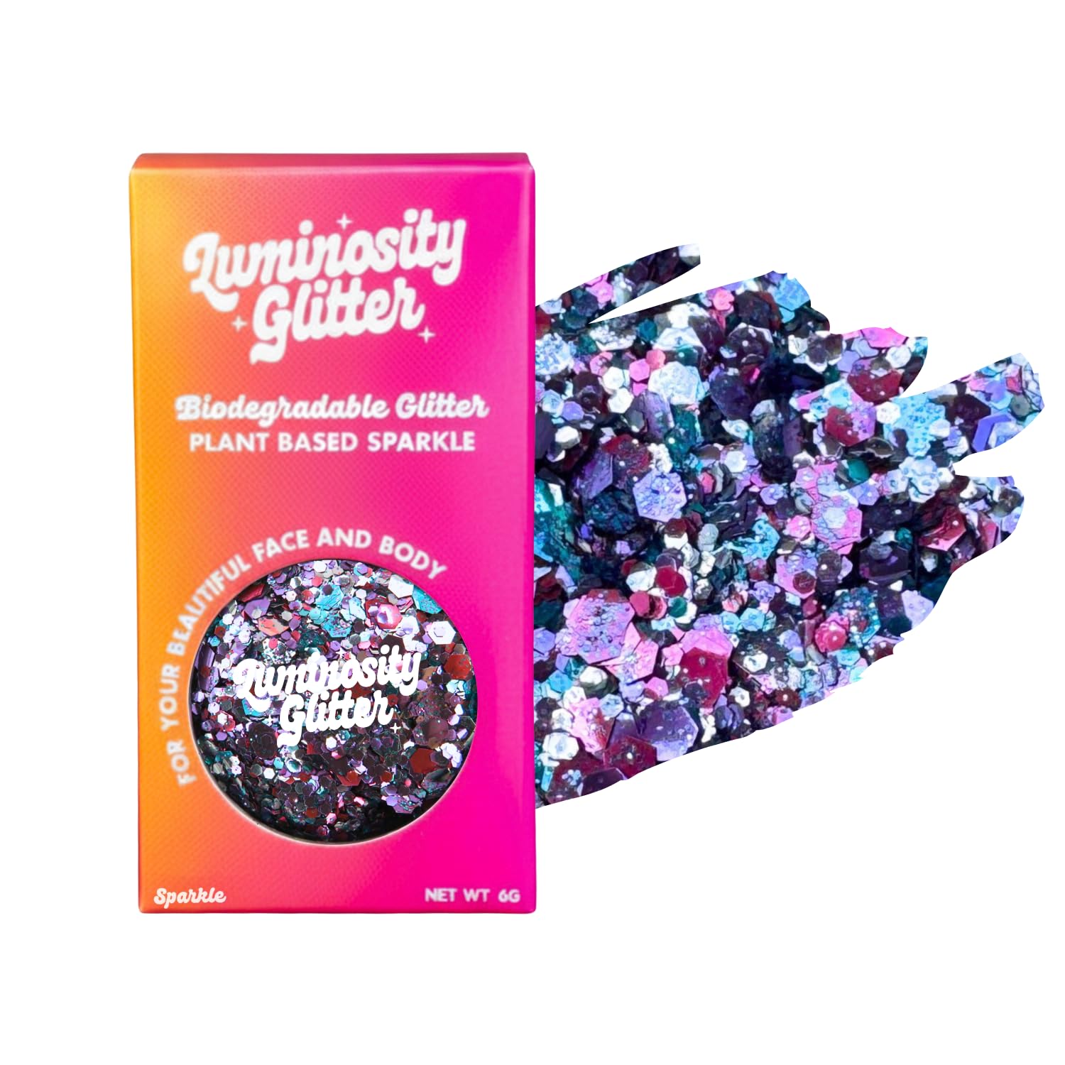 Luminosity Glitter Biodegradable Glitter – Eco-Friendly Loose Glitter for Face, Body, Makeup & Festivals (6g Pot) | Cosmetic Grade Shimmer for Nail Art, Hair & Crafting (Lyra)