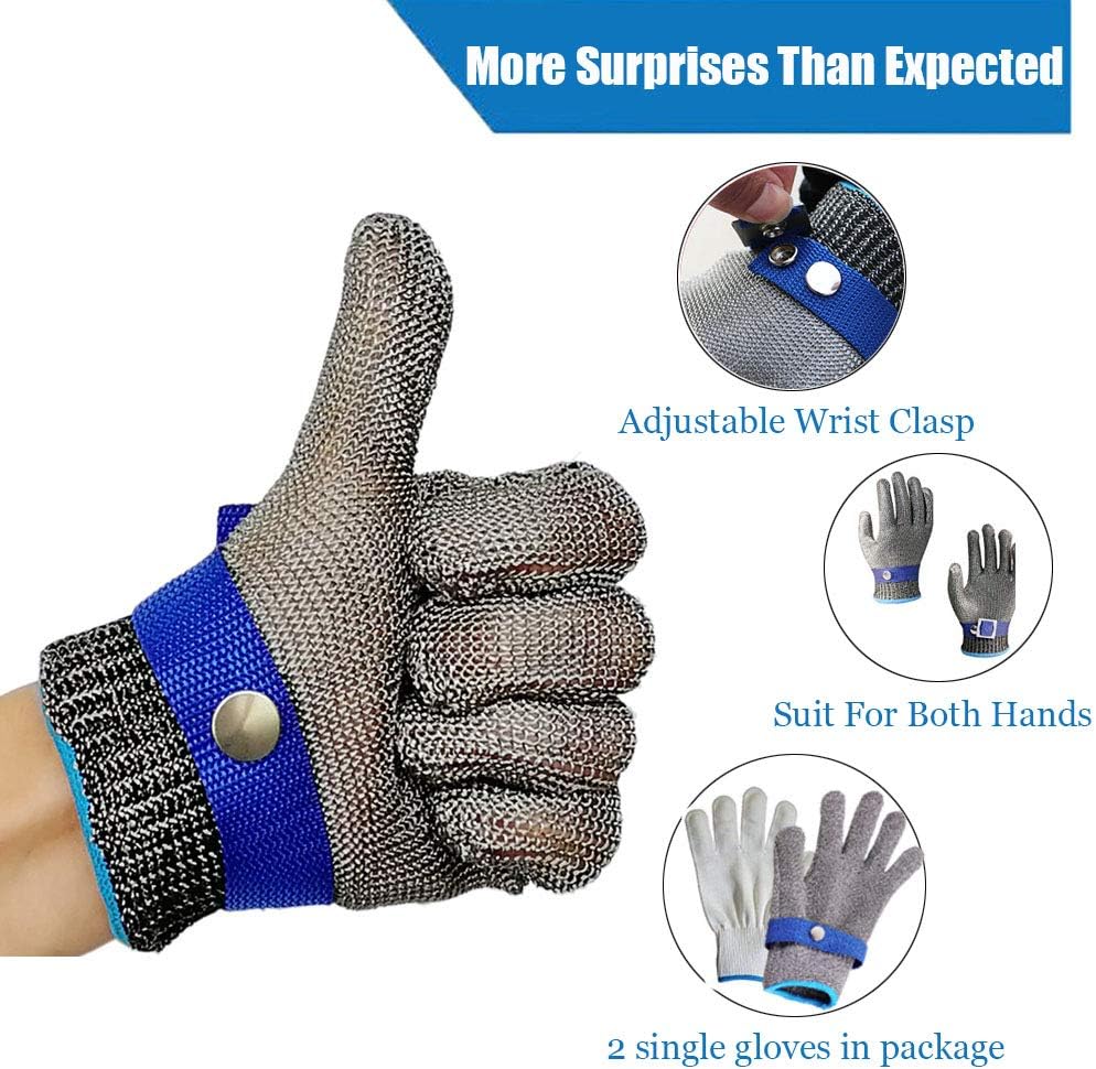 Schwer Cut Resistant Glove-Stainless Steel Wire Metal Mesh Butcher Safety Work Glove for Meat Cutting, fishing(Medium) - - 