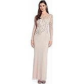 Adrianna Papell Womens Beaded Long Dress