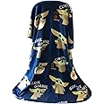 Disney Star Wars The Mandalorian The Child Baby Yoda Plush Travel Throw Blanket Blue 46x60 inch