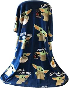 Disney Star Wars The Mandalorian The Child Baby Yoda Plush Travel Throw Blanket Blue 46x60 inch