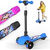VOLPAM C001 Electric Scooter for Kids, 80W Motor, Max Safe Speed 5MPH, 3 Adjustable Height, Lean-to-Steer, 3.5" Lighted Up Wheel, Foldable Scooter for Boys & Girls, Max Load 110lbs