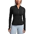 CRZ YOGA Butterluxe Womens Full Zip Workout Jackets Slim Fit Track Athletic Tops with Thumb Holes