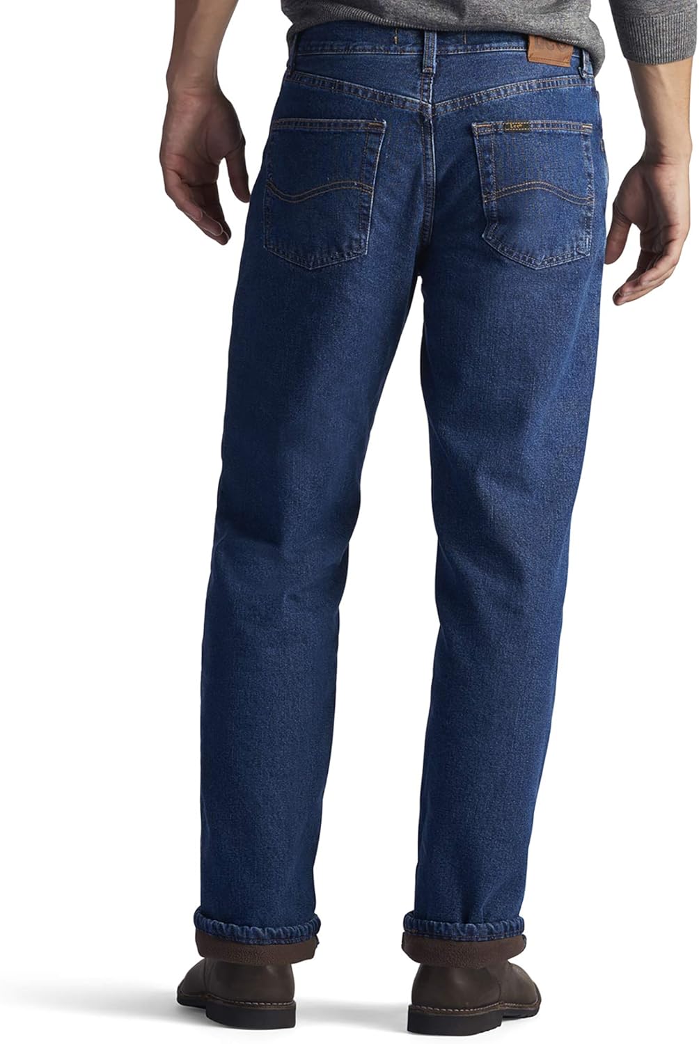 Lee Lined Men's Fleece Flannel Relaxed-Fit Straight-Leg Jeans Pants at  Men’s Clothing store