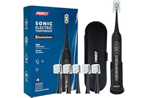 PERECT Electric Toothbrush for Adults, Rechargeable Sonic Electric Toothbrush with 6 Replacement Brush Heads&Dental Soft Pick