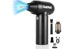 OUDAHEAT Air Duster Jet and Vacuum 2 in 1, 4 Gears Adjustable Mini Snow Blower Leaf Blower, Rechargeable Portable Cordless Electronics for PC Keyboard, Car, Camping, Car Detailing, Fully Charge Before Use