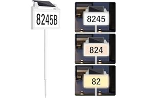 ROTTOGOON Modern Solar Address Sign, House Numbers for Outside, Rechargeable LED Illuminated Lighted Address Signs with IP65 Waterproof, Mailbox Numbers Plaque, 3 Color Temperature for Street Yard Garden, White
