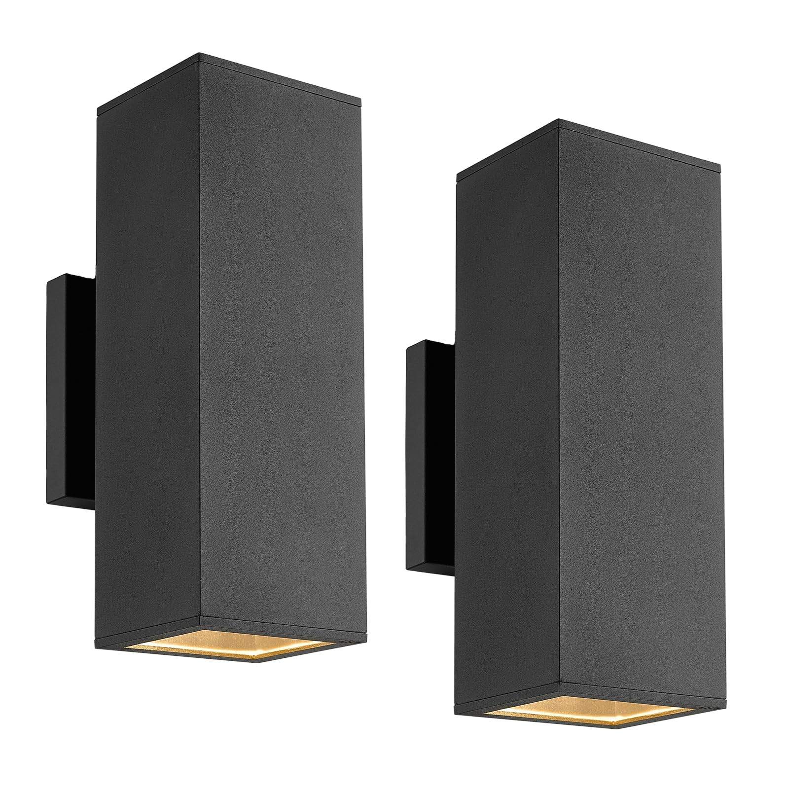 Photo 1 of harriet Porch Lights Outdoor Modern - IP64 Waterproof Aluminum and Tempered Glass Cover, 13" Rectangular Up/Down Wall Sconce for Porch, Garage & Patio, Exterior Lighting, Black, 2 Pack