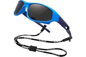 COOLSOME Kids Flexible Polarized UV Protection Sunglasses for Boys Girls Age 3-10 with Strap