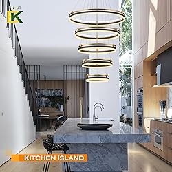 Benkut 5-Rings Modern LED Chandelier Black Gold