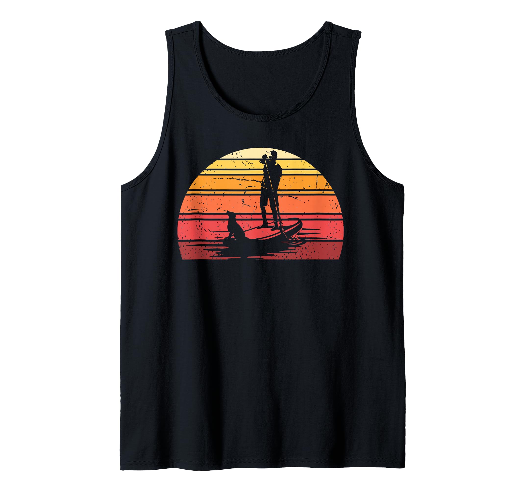 Animal Pet Dog Paddleboarder Stand Up Paddling Retro SUP Tank Top